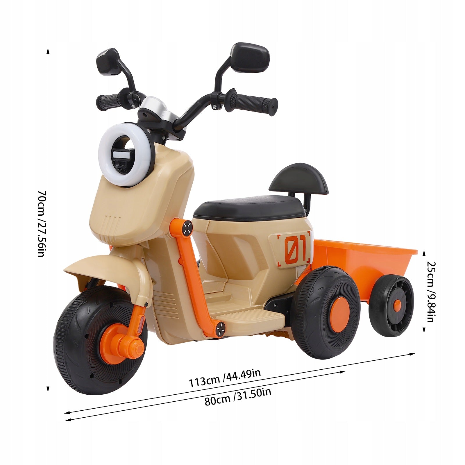 Children's electric motorcycle, Electric Tricycle with Rear Basket Packaging status original