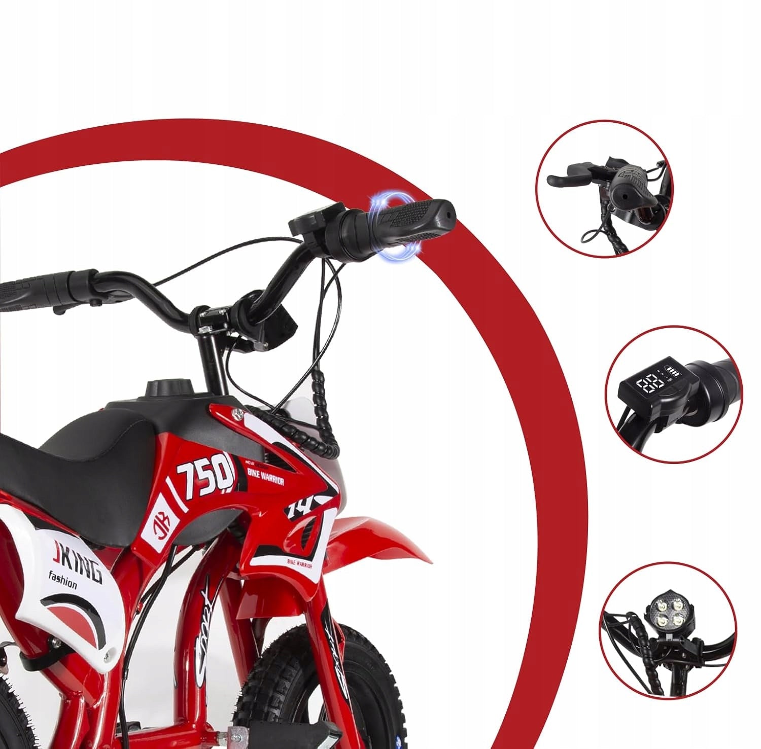 Children's electric motorcycle JKING C6 300W, 16km/h, 25,2V 2600mAh, 2", LED