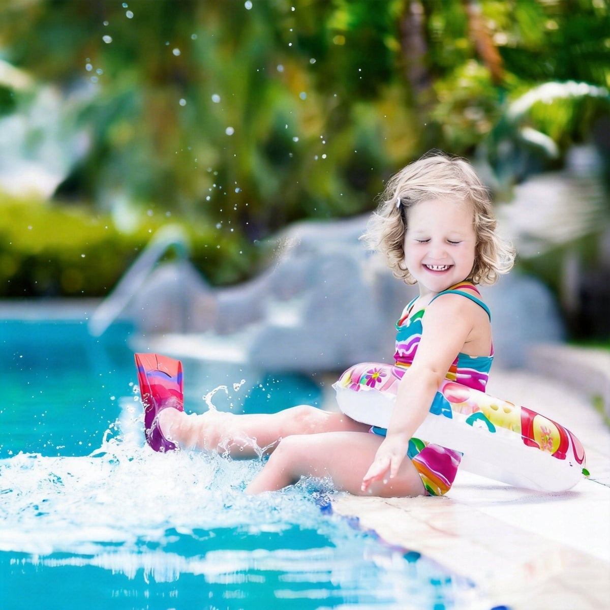 Children's fins 33-35 training-short, for swimming pool and for holidays by the sea Size range 33–35