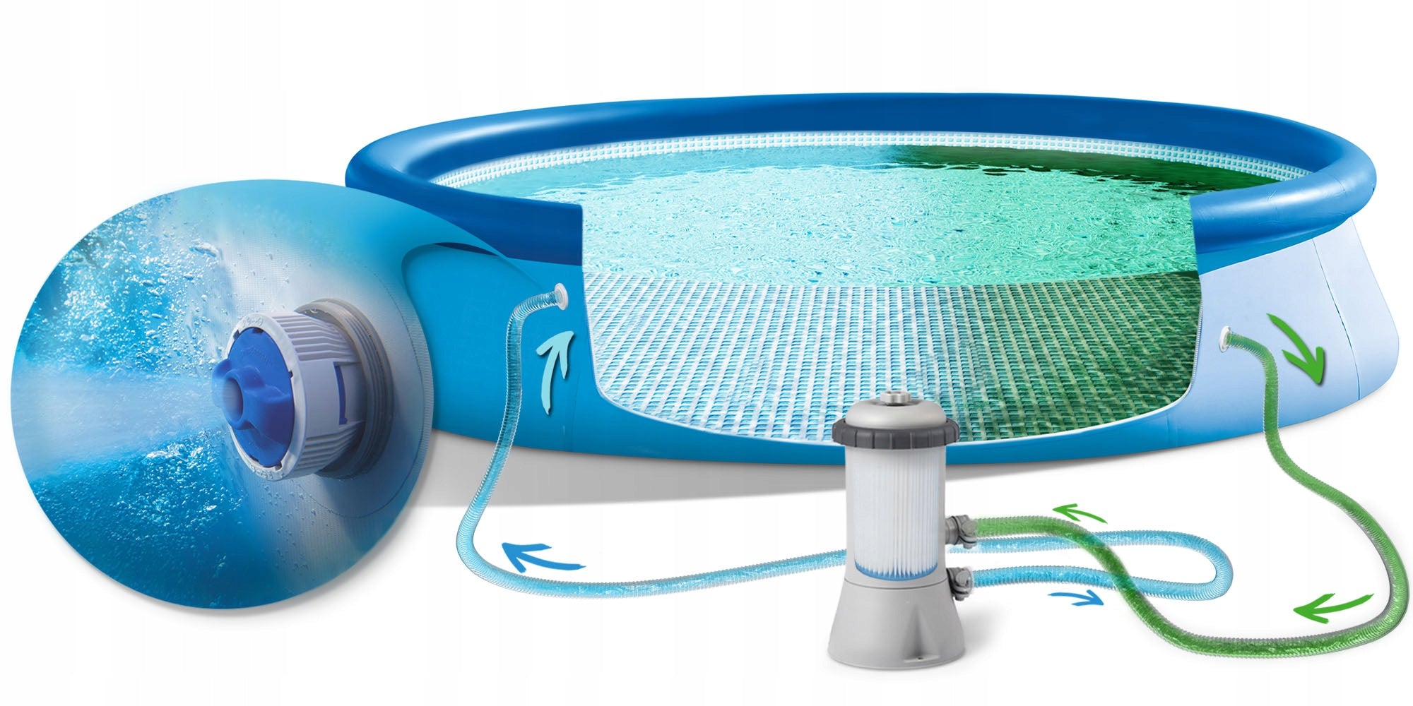 Children's garden pool expansion family 244x61cm Bestway pump 9in1 Color blue