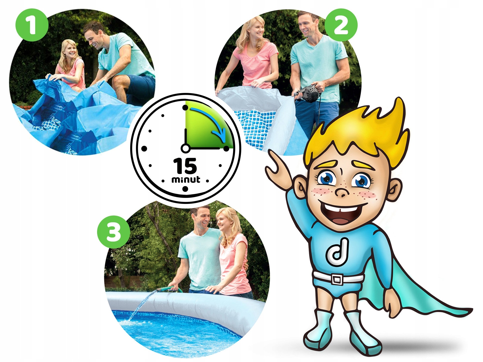 Children's garden pool expansion family 244x61cm Bestway pump 9in1 Height 61 cm