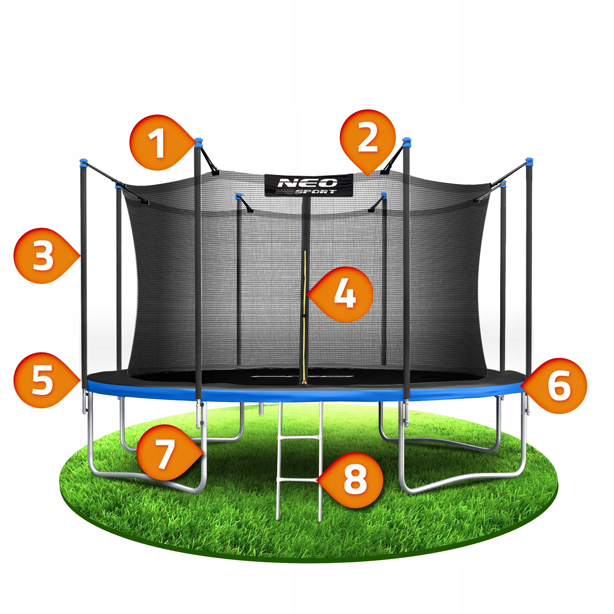 Children's garden trampoline 374cm 12ft + LADDER INNER MESH Manufacturer code NS-12W181