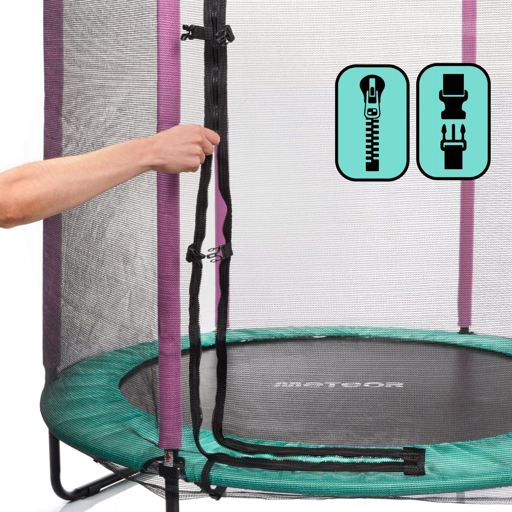 Children's garden trampoline with outdoor net Meteor 4,5 ft 140 cm Net height 125 cm