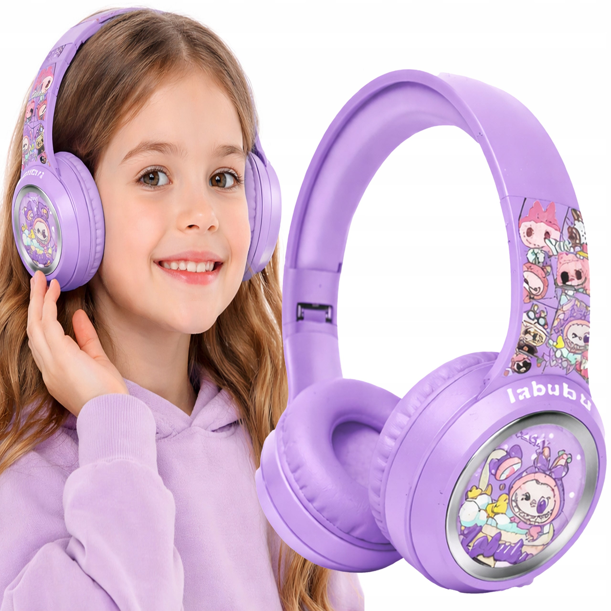 Children's headphones LABUBU stereo, on-ear HEADPHONES GIFT LA BU BU