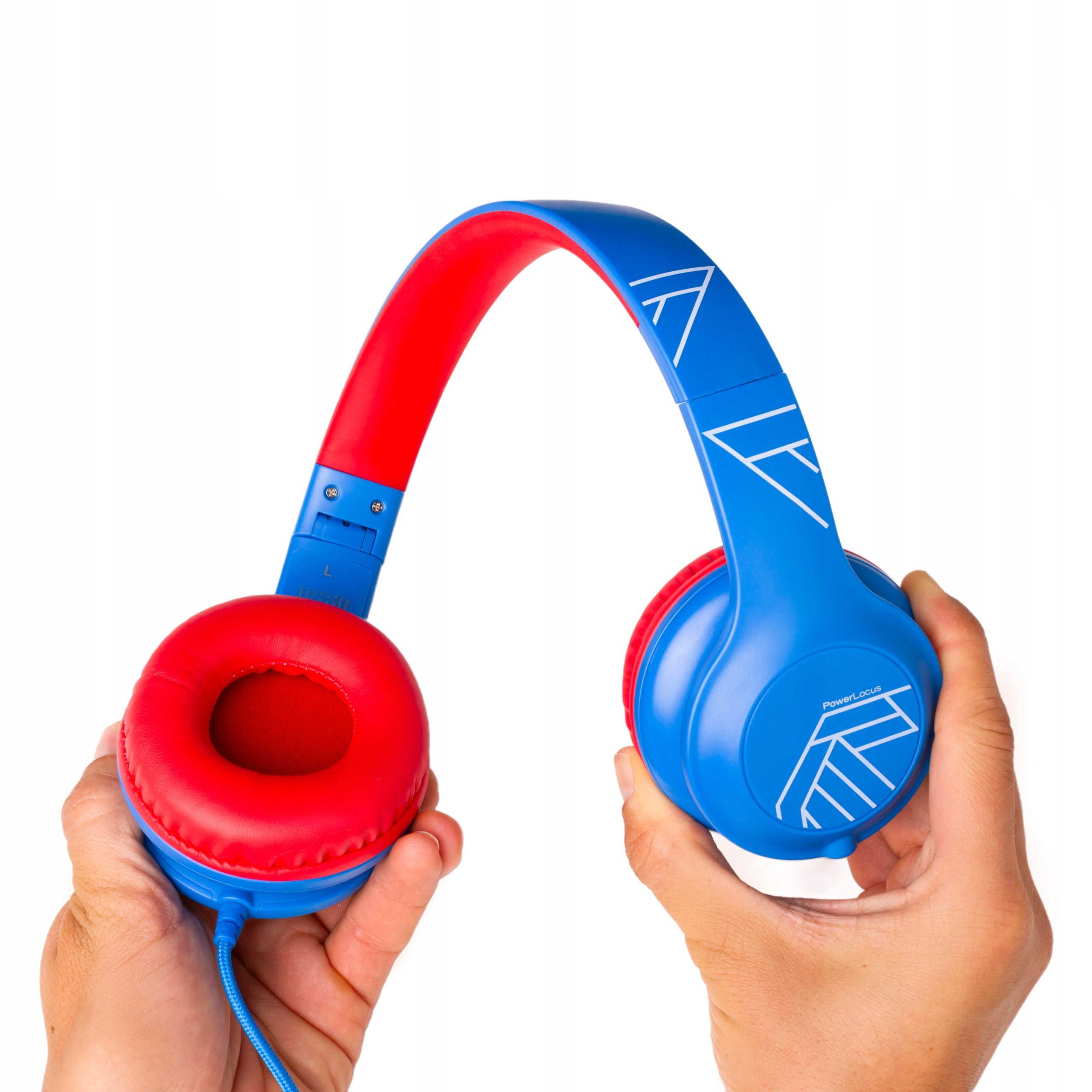 Children's headphones wired PowerLocus PLED Kids blue red Manufacturer code pwl-pledwired-bluered