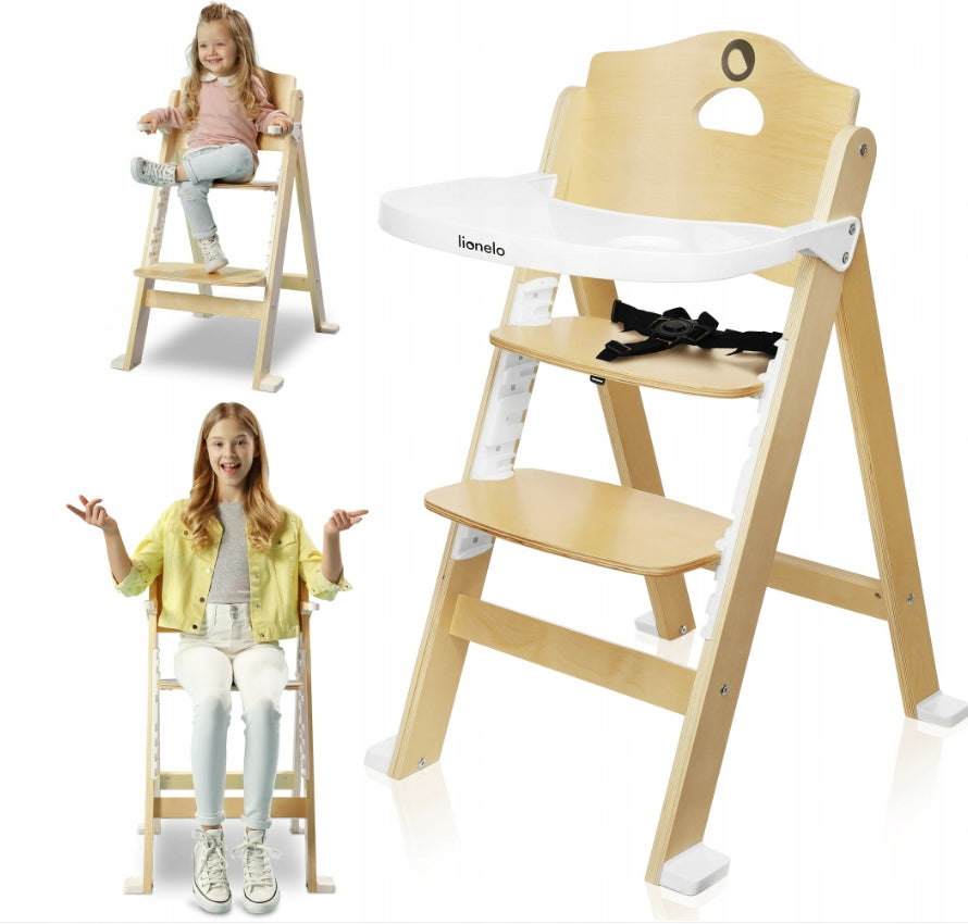 Children's high chair 3in1 wooden + tray 40kg Lionelo Floris