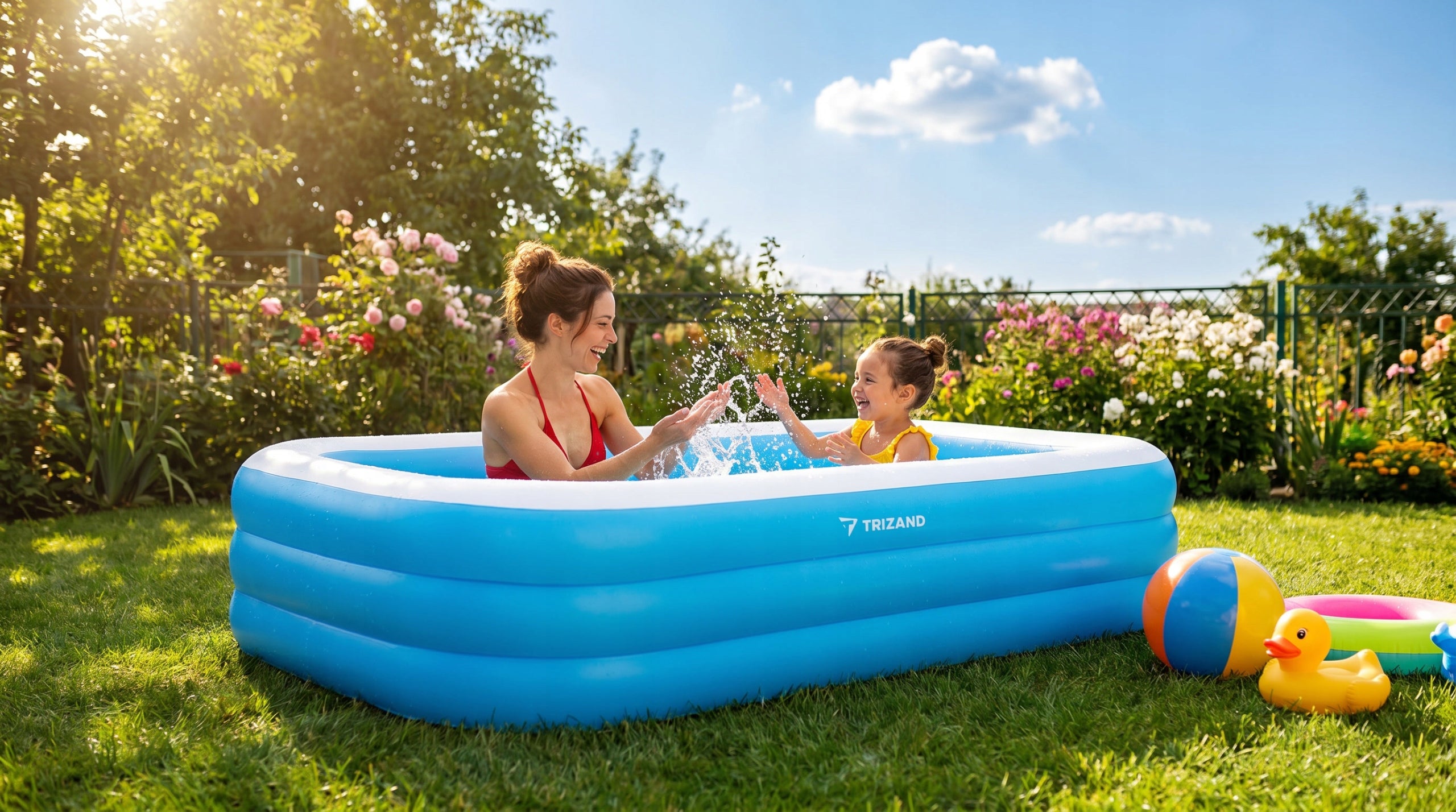Children's inflatable garden pool family for summer holiday 185x130x50cm Volume 350 l