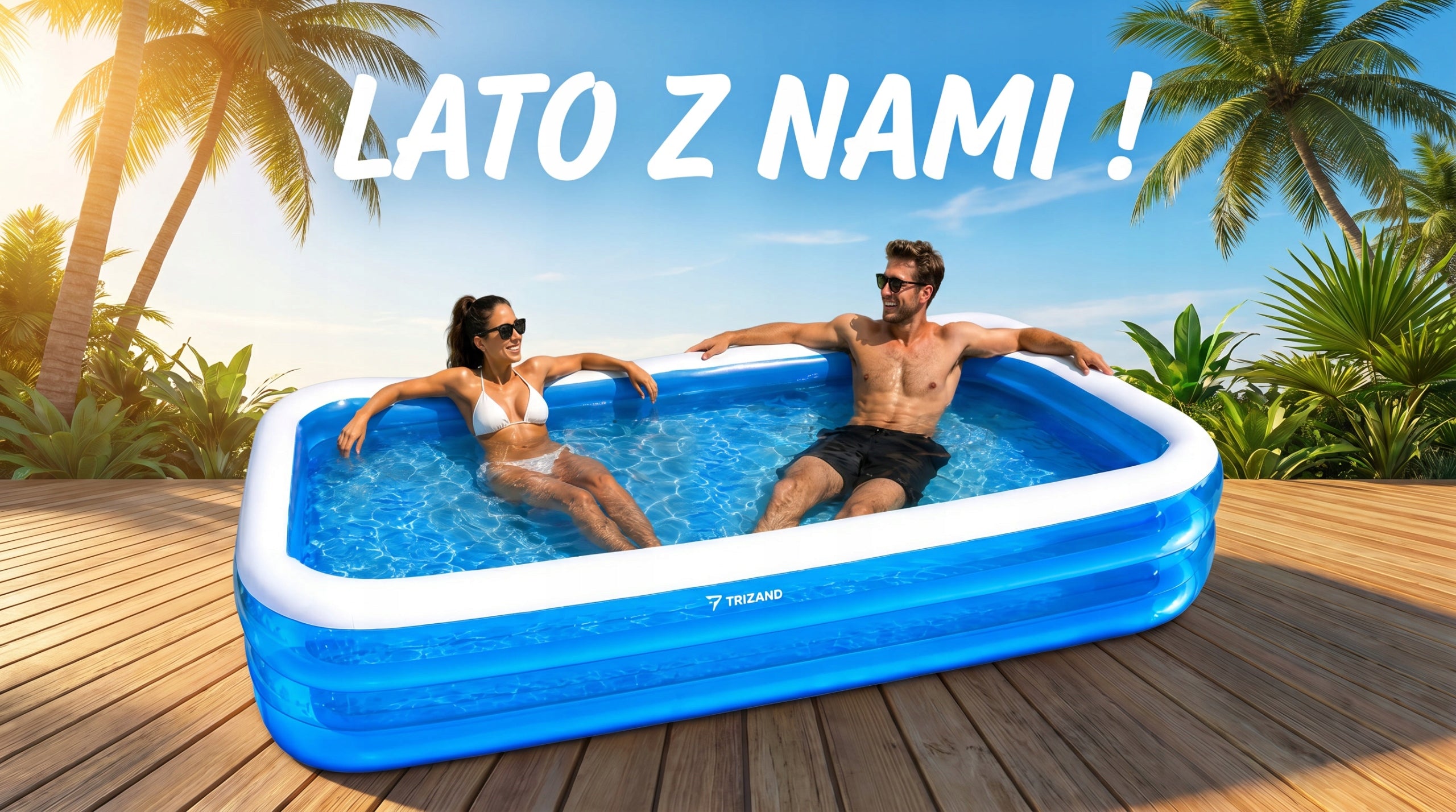 Children's inflatable garden pool family for summer holiday 262x175x50cm Brand Trizand