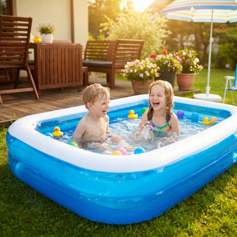 Children's inflatable garden pool family for summer holiday 262x175x50cm Volume 700 l