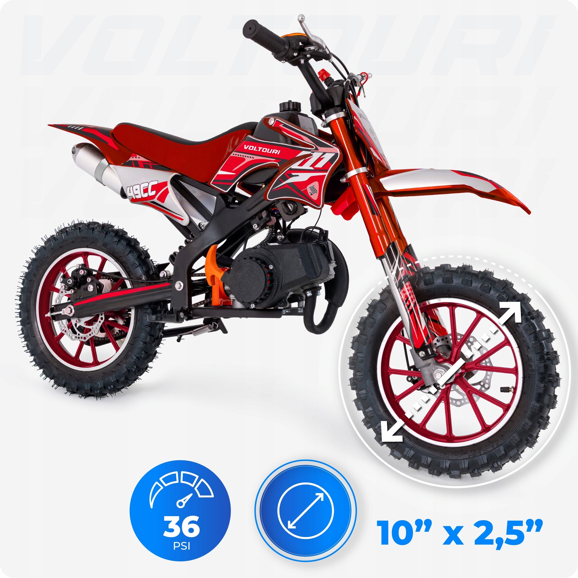 Children's internal combustion engine 49CC cross for child mini motorcycle 35km/h Manufacturer code CR49-RED