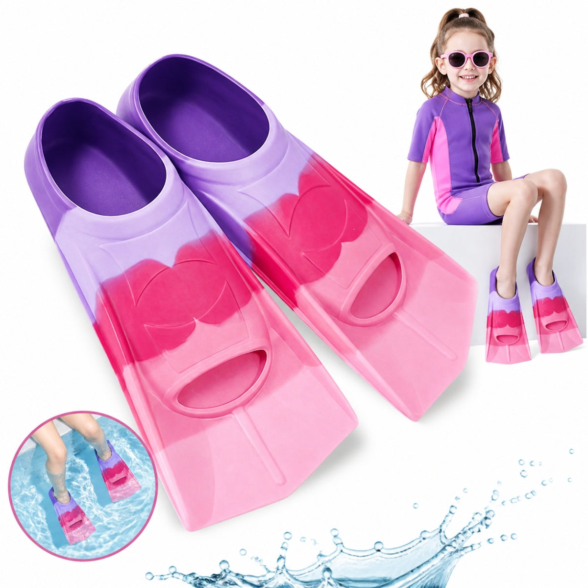 Children's long training fins for snorkeling r. 24-26