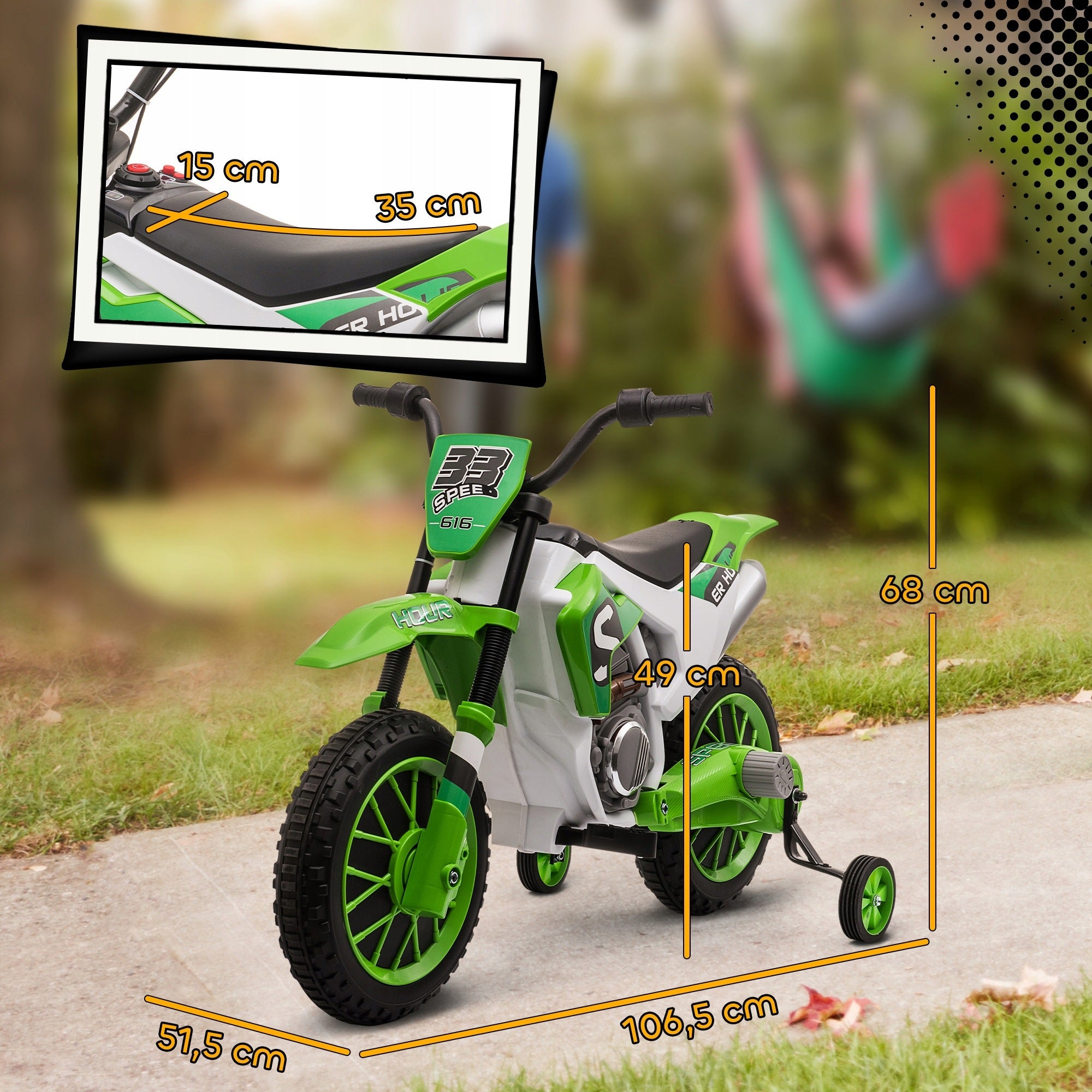 Children's motorcycle, electric, driving time 45 min, with side wheels Brand Homcom