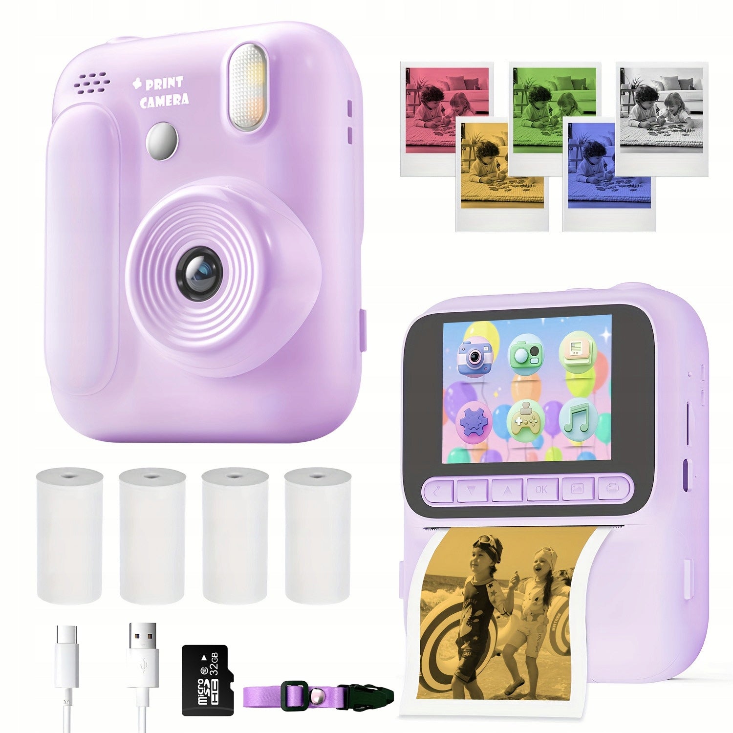 Children's printing camera Z700-32G,color printing,48 megapixel,Purple