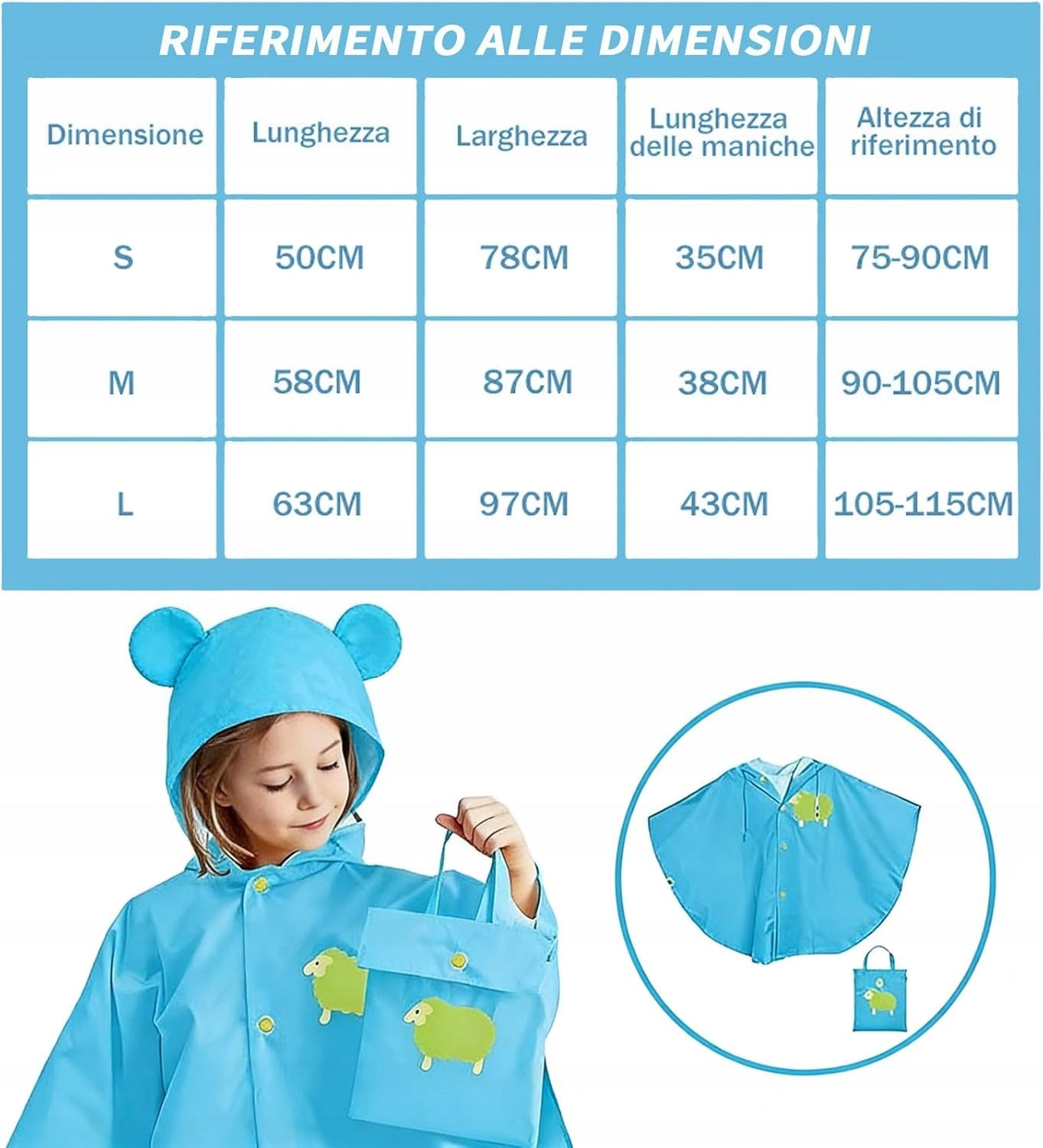 Children's raincoat long with hood universal breathable Brand no brand