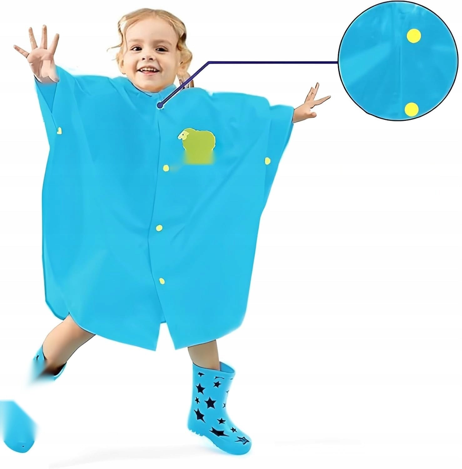 Children's raincoat long with hood universal breathable Unfolded width 1 cm