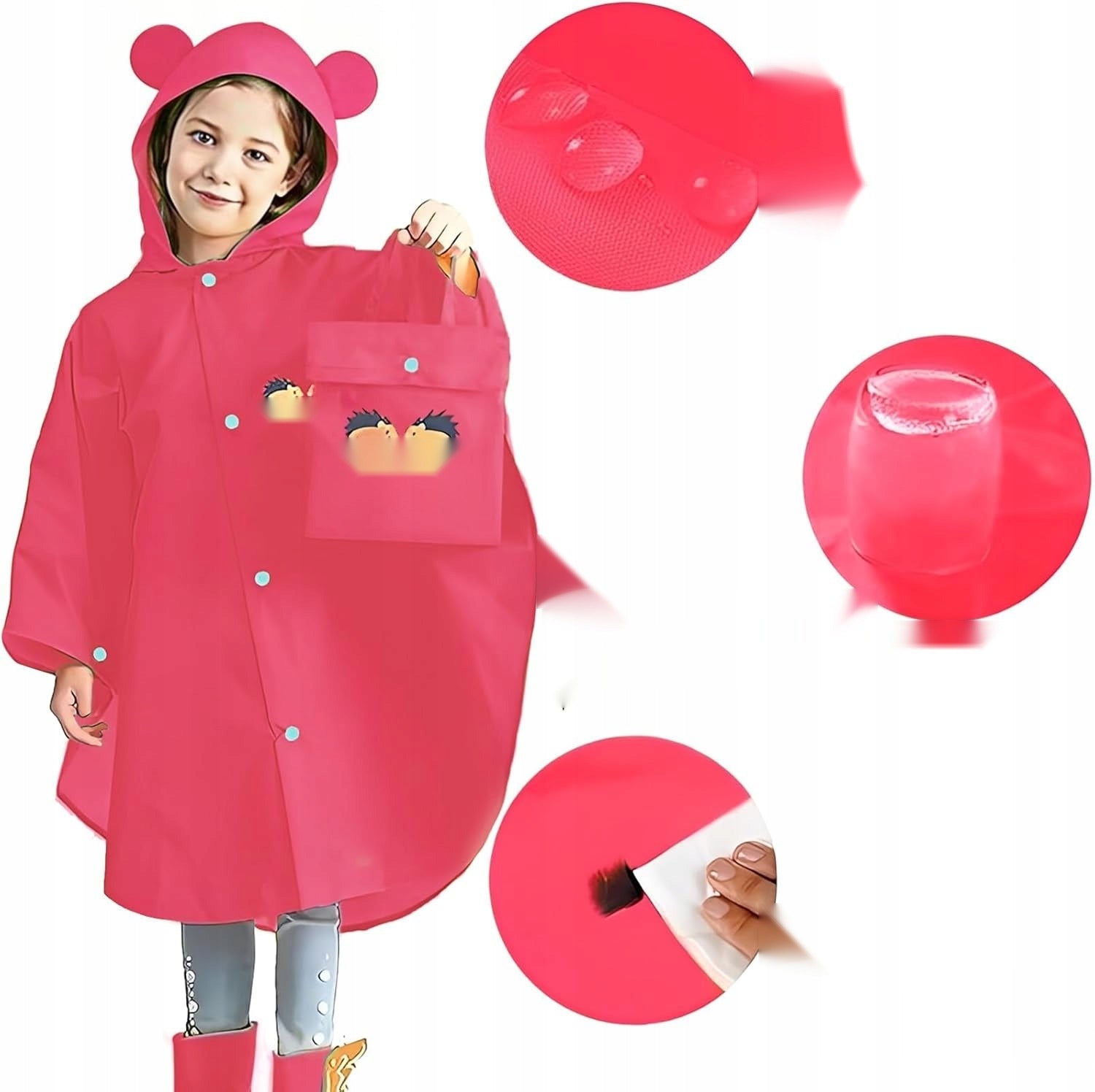 Children's raincoat pink lightweight breathable with hood Manufacturer code 5908107430346