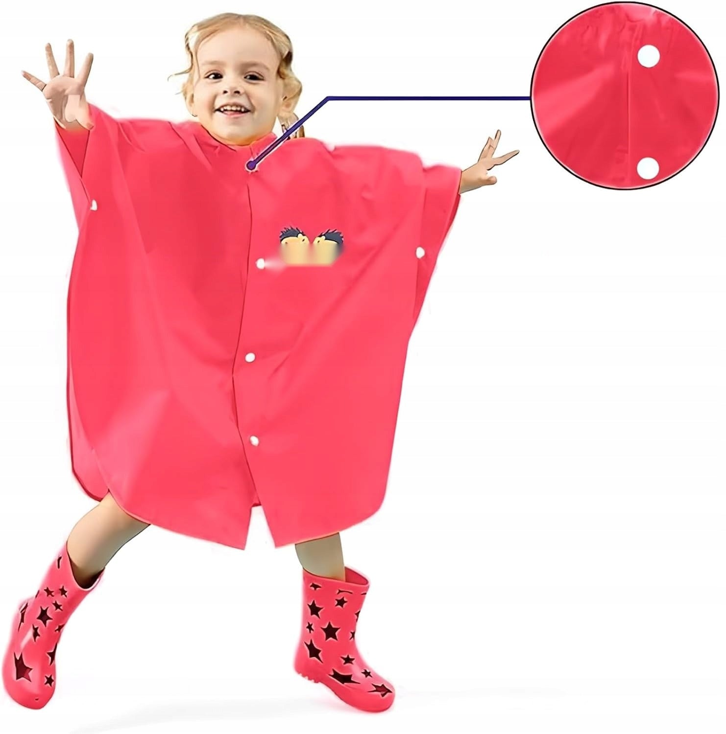 Children's raincoat pink lightweight breathable with hood Unfolded width 1 cm