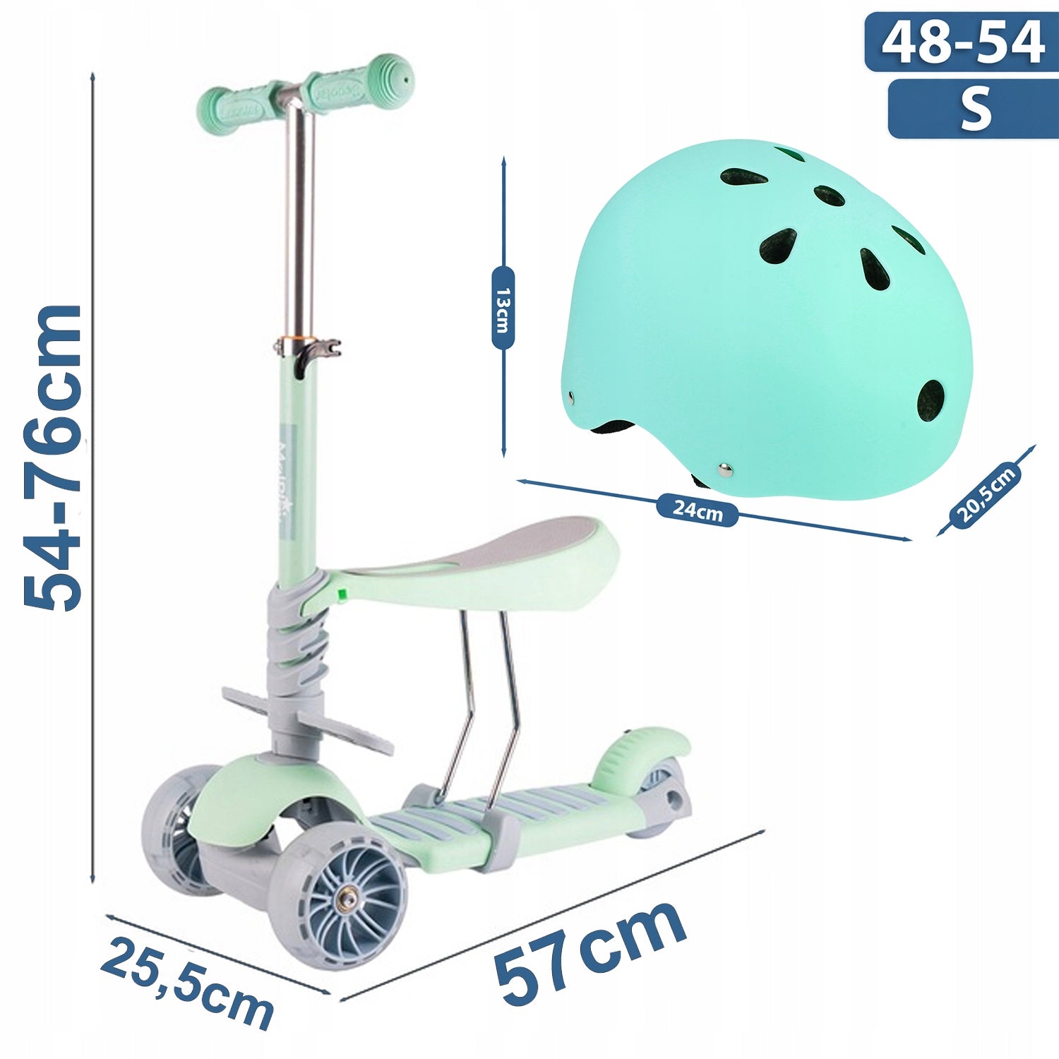 Children's scooter 2in1 with saddle adjustable + LED helmet 3 balance wheels Manufacturer code Z2330Z