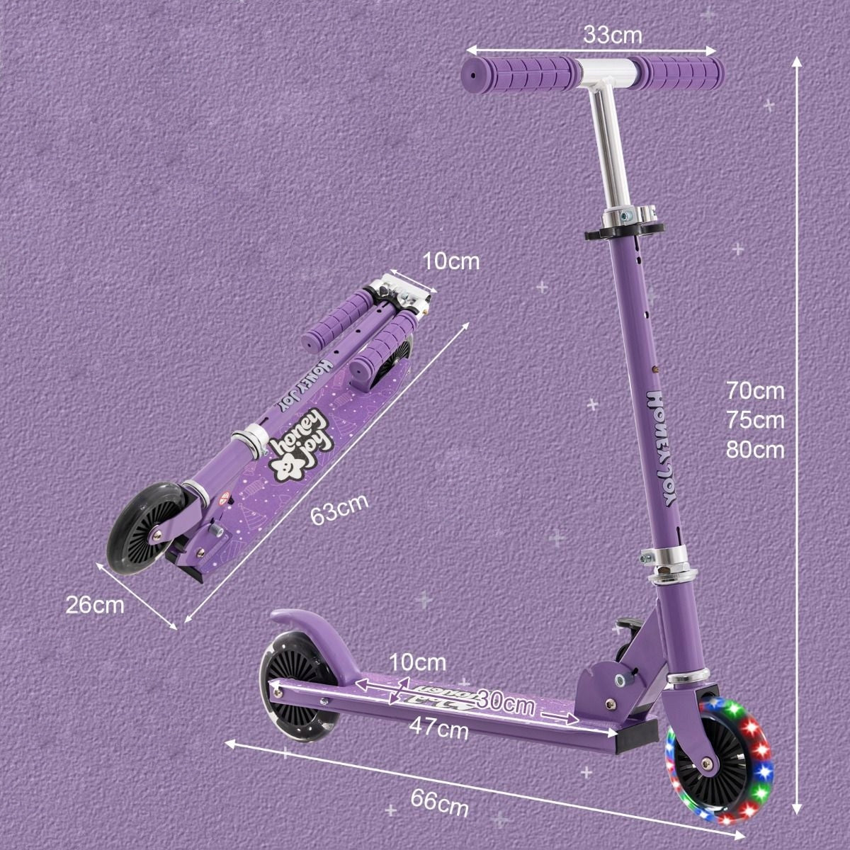 Children's scooter with adjustable steering wheel LED wheels Brand Costway