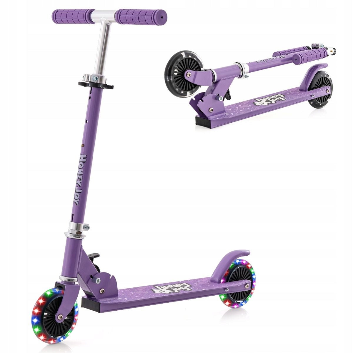 Children's scooter with adjustable steering wheel LED wheels