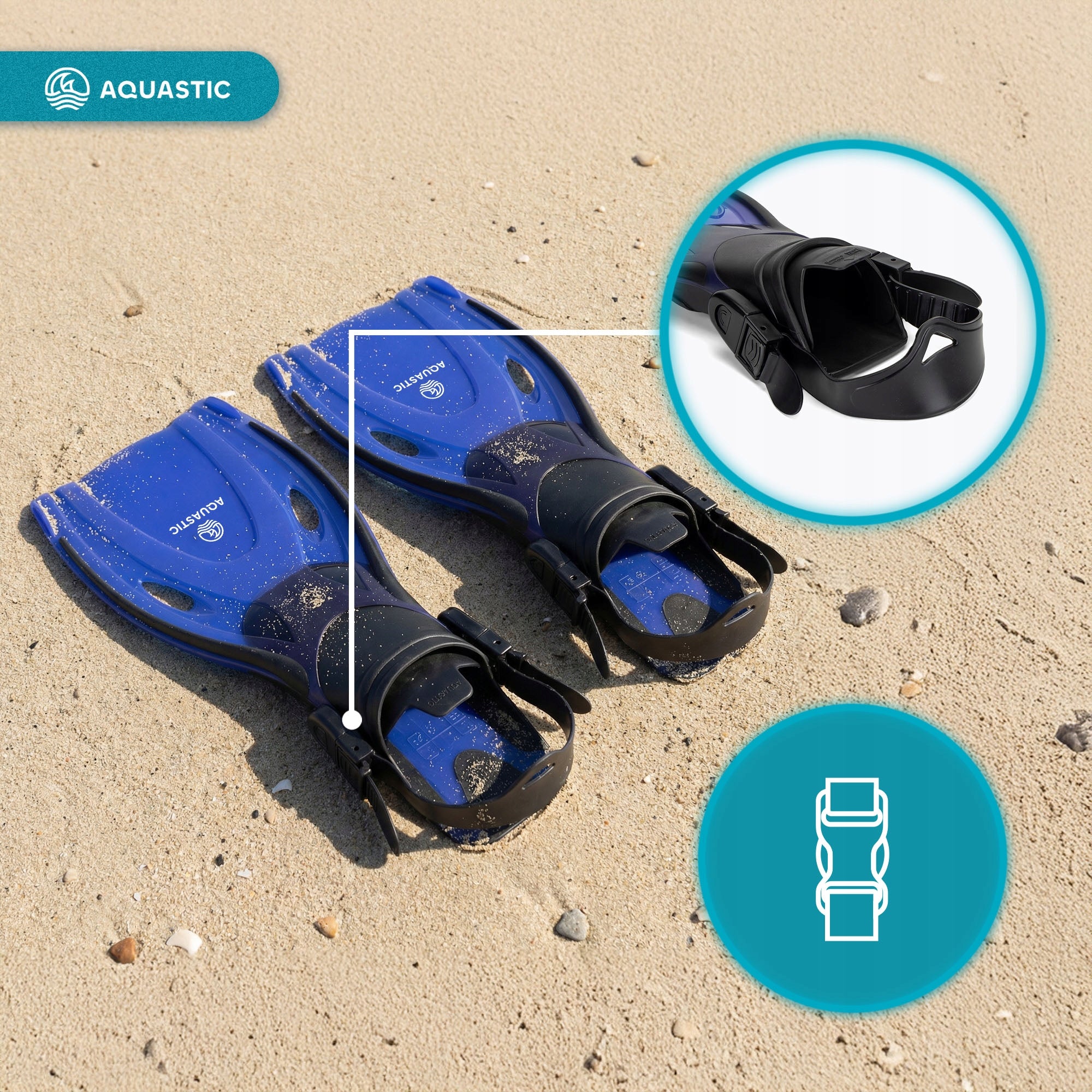 Children's snorkeling fins AQUASTIC Shelly dark blue 27/32 Color blue