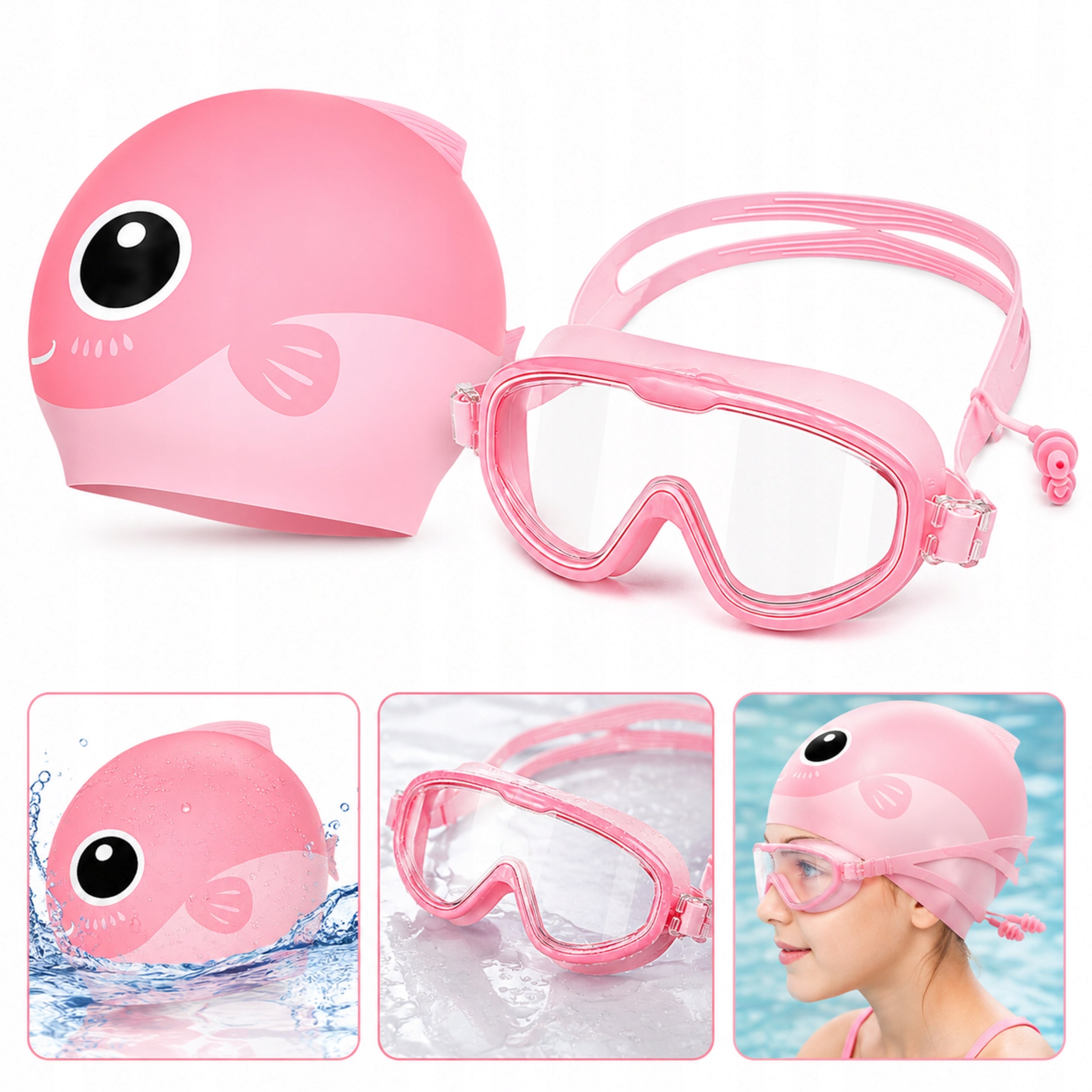 Children's swimming set with UV filter glasses swimming goggles cap