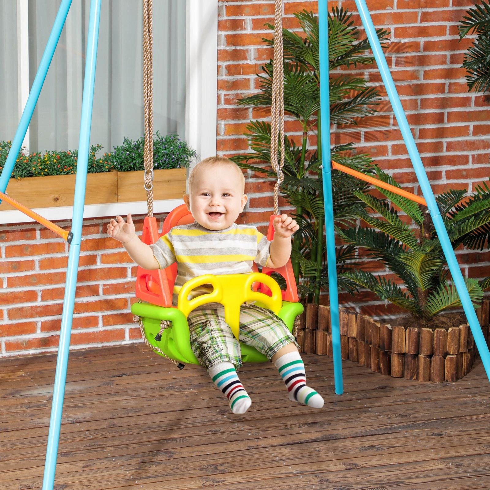 Children's swing 3 in 1 with belt, green, 48 x 34 x 180 cm Manufacturer code 26034898001
