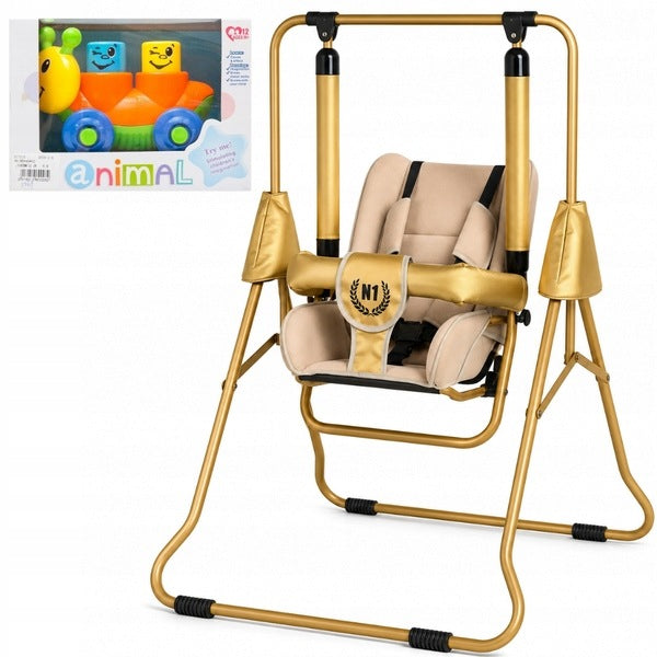 Children's swing 3in1 ADBOR N1 Gold garden home - beige and gold