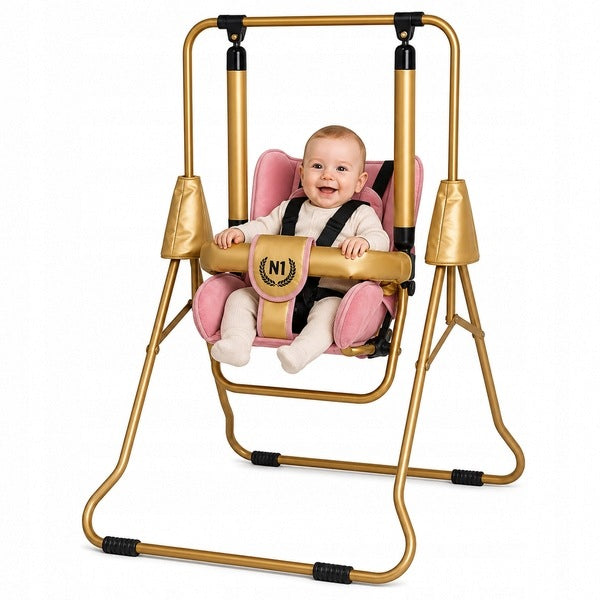 Children's swing 3in1 ADBOR N1 Gold garden home - pink – gold Brand Adbor