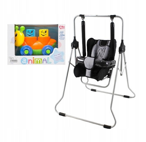 Children's swing 3in1 ADBOR N1 garden home – black and gray