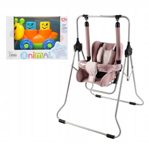Children's swing 3in1 ADBOR N1 garden home – pink