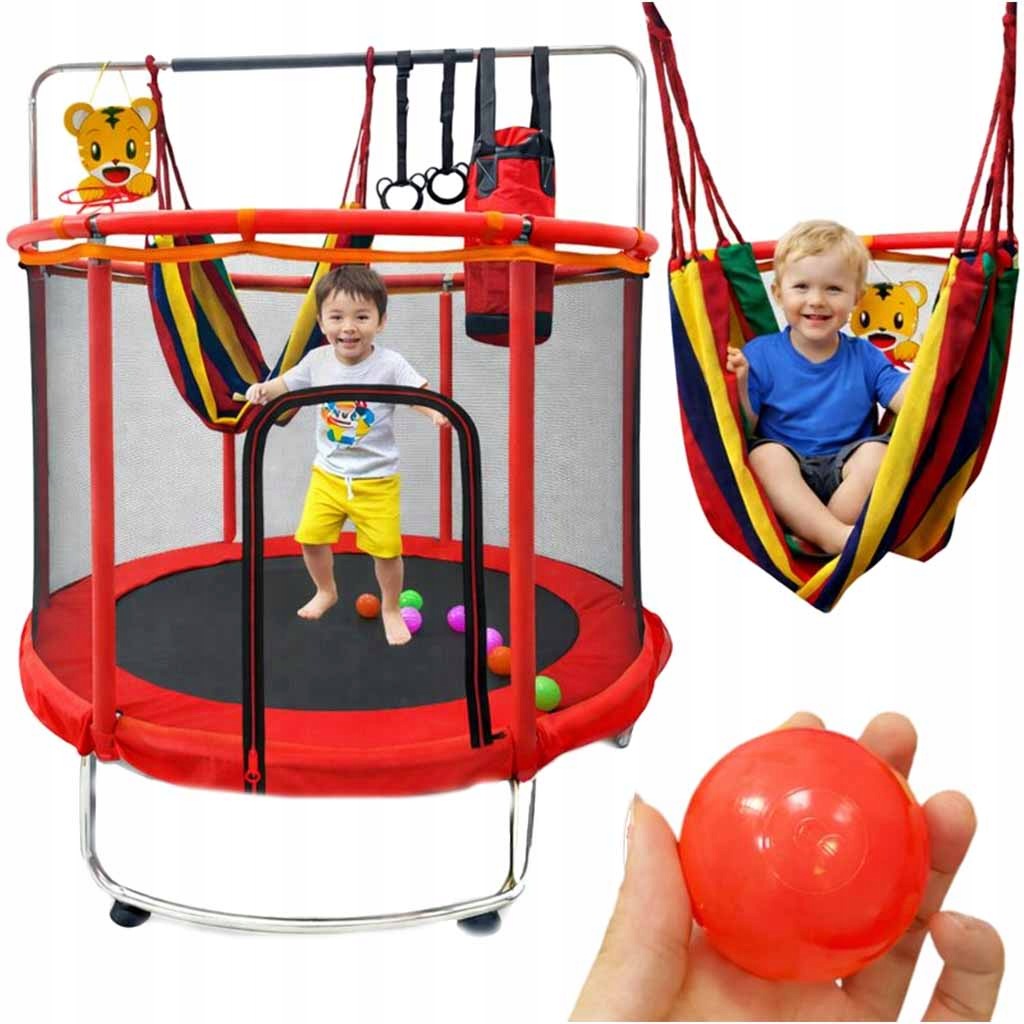 Children's trampoline 155 cm Red | Grid, Basket, Accessories Manufacturer code KX3262