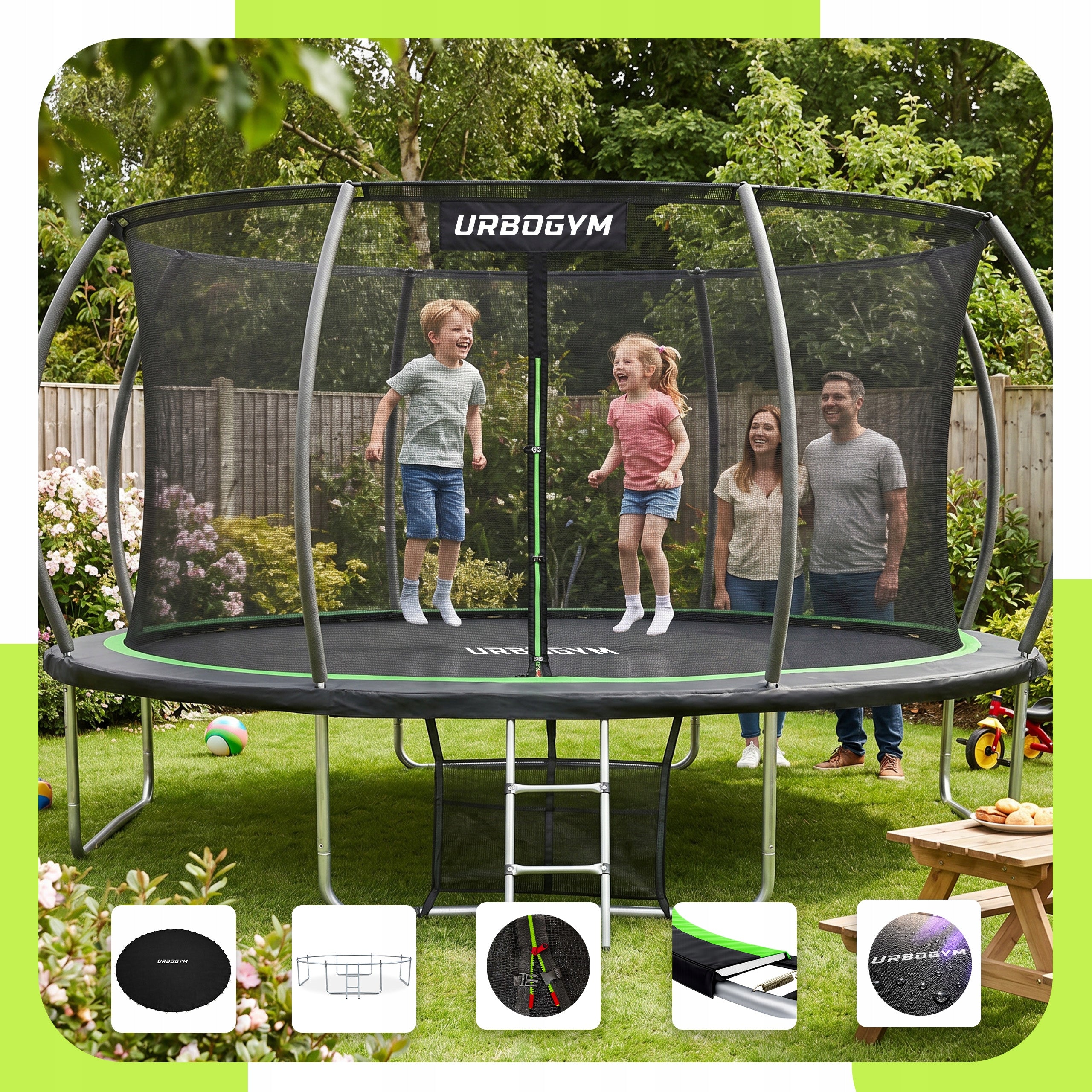 Children's trampoline Garden Large With Interior Mesh 14FT 435CM URBOGYM Packaging status original