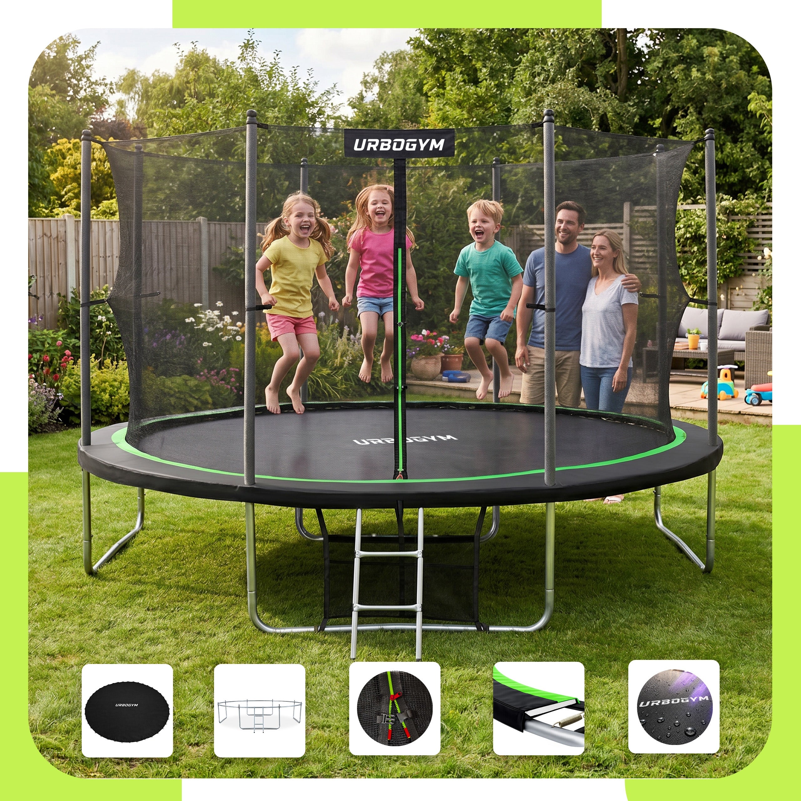 Children's trampoline Garden Large With Interior Mesh 14FT 435CM URBOGYM Packaging status original