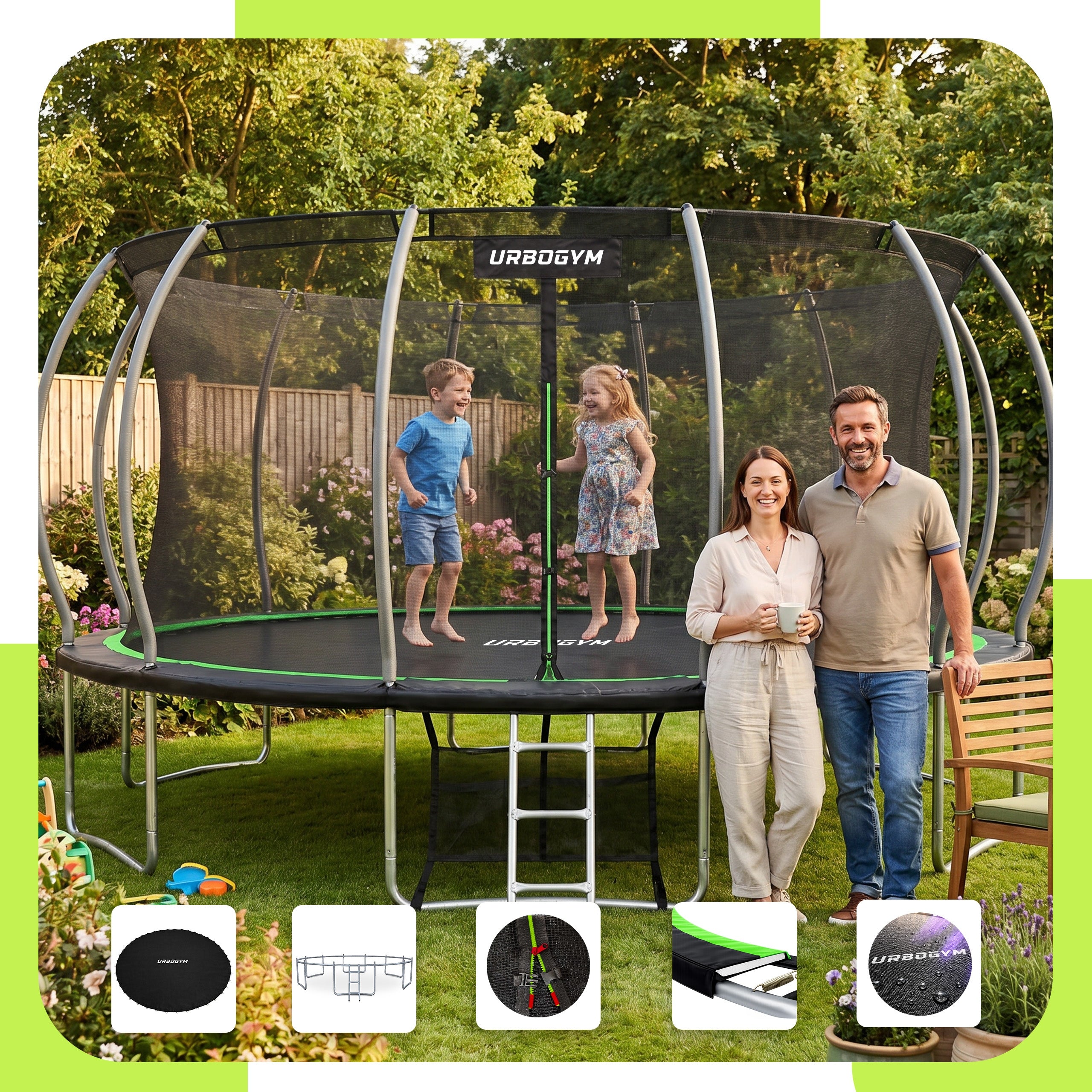 Children's trampoline Garden Large With Interior Mesh 16FT 488CM URBOGYM Packaging status original