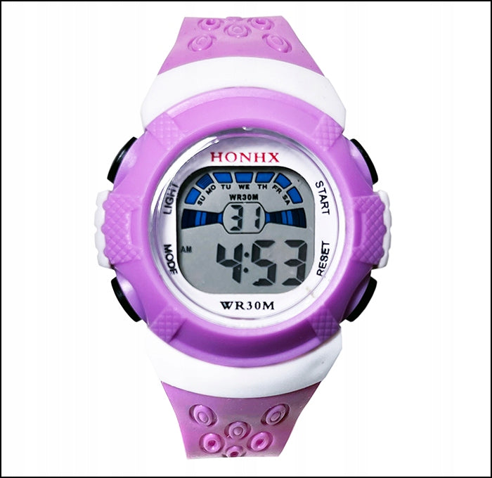 Children's watch HONHX purple blue electronic date stopwatch 12/24 Brand no brand