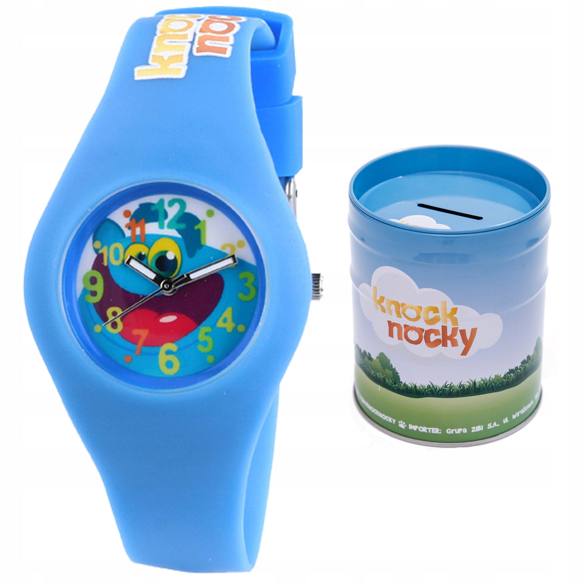 Children's watch KNOCK NOCKY blue + piggy bank Manufacturer code FLKOTI