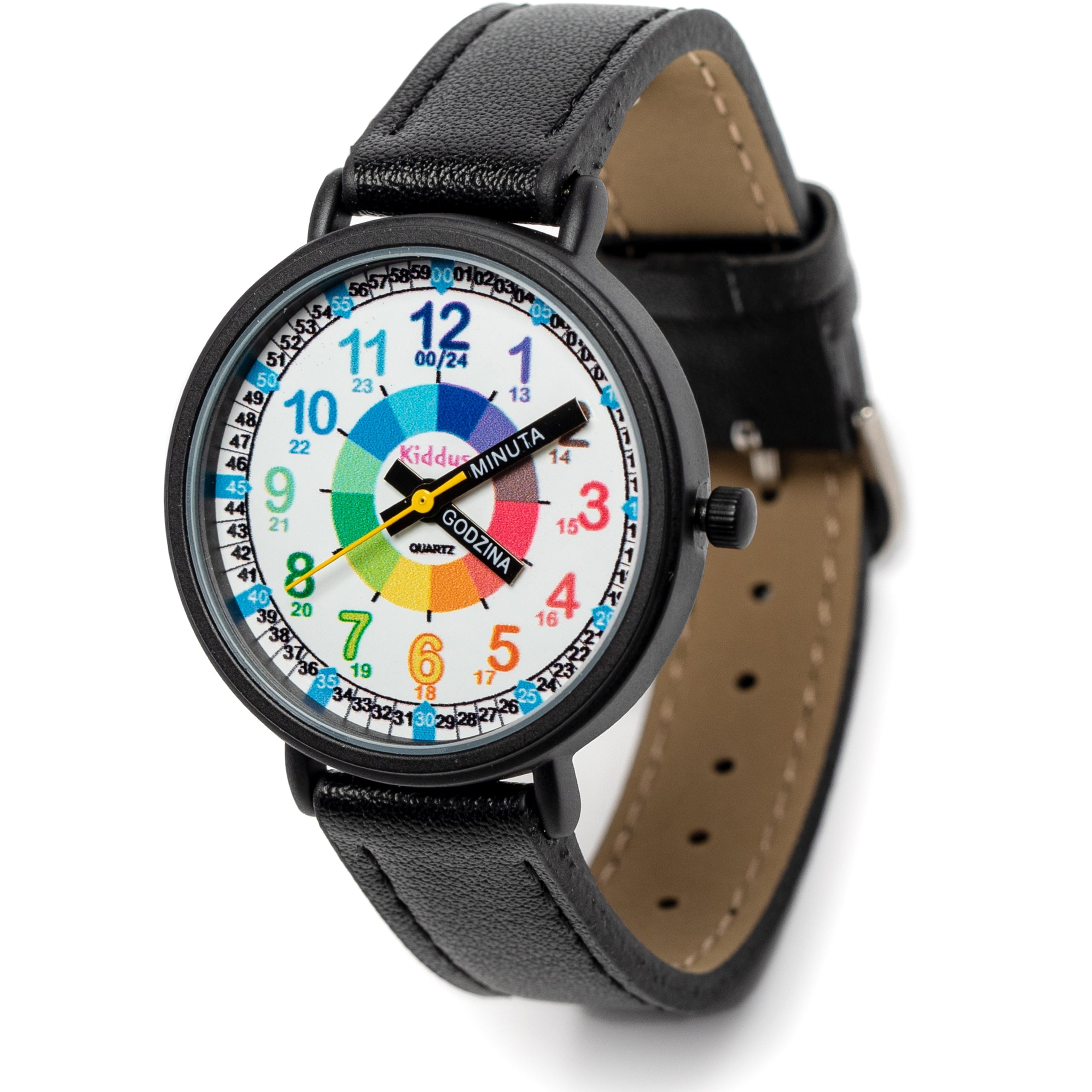 Children's watch Kiddus Time Teacher in Polish, black