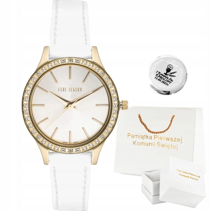 Children's watch Paul Lorens TAYLOR for Communion with zircons + ENGRAVING + BOX