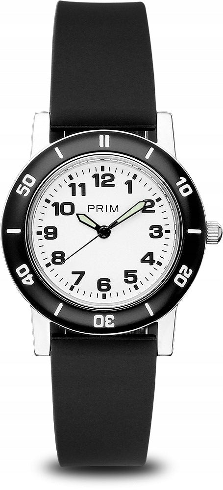 Children's watch Prim Clown edice 03 for boy white strap black dial