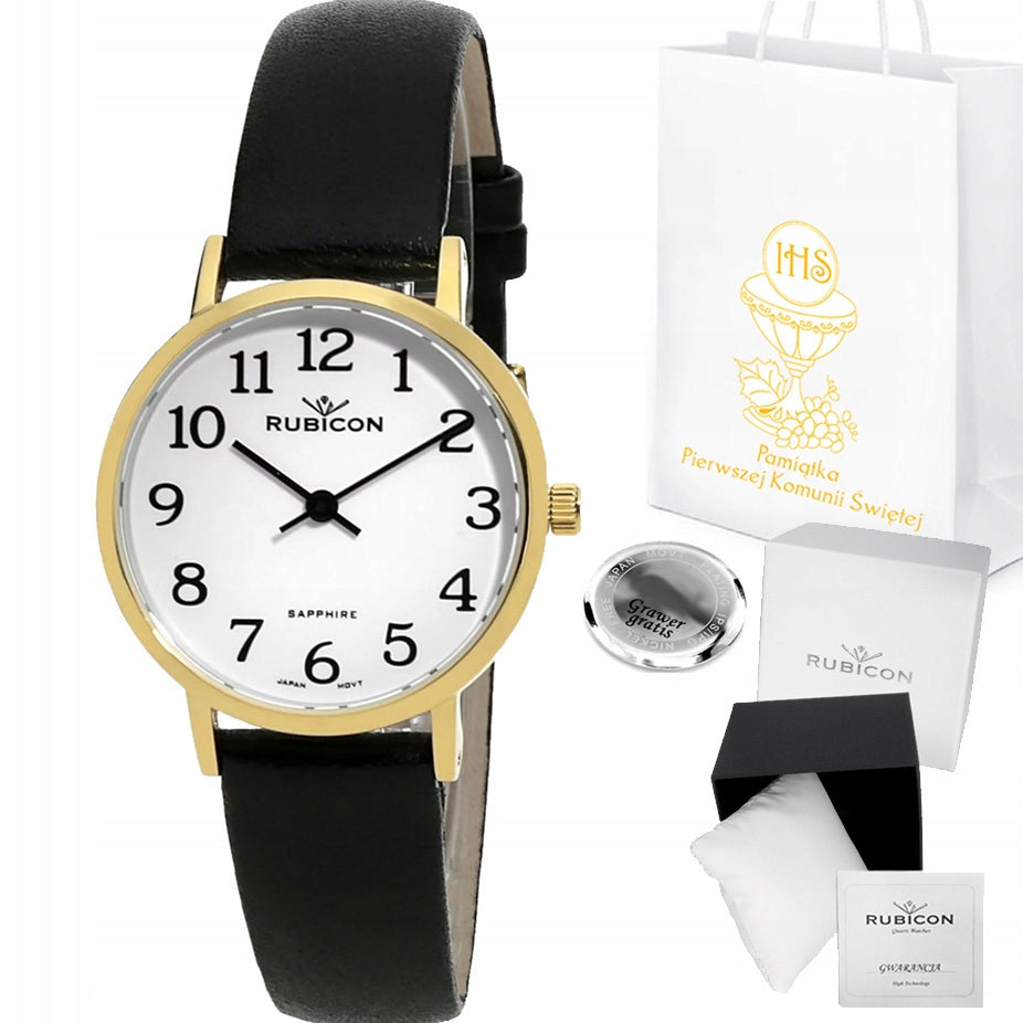 Children's watch RUBICON gold gift Communion GIRLS SAPPHIRE +graver