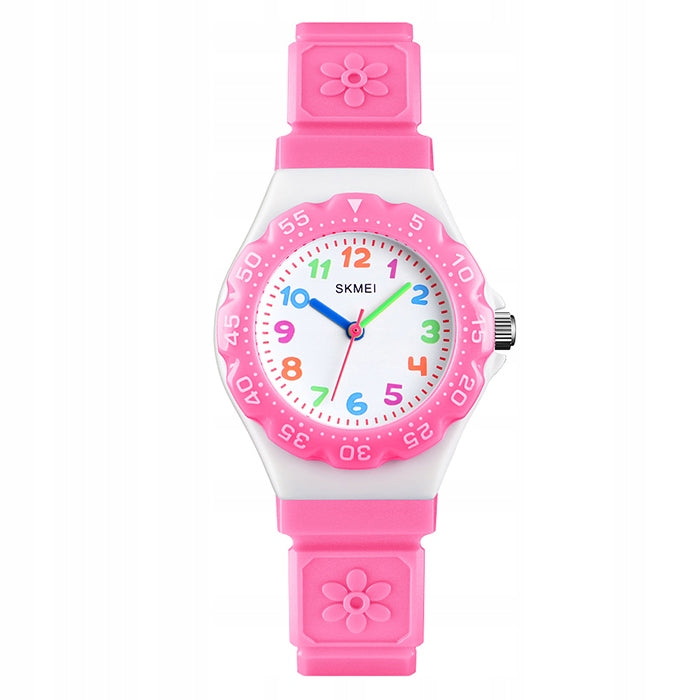Children's watch / SKMEI / analog / colorful numbers / pink / purple