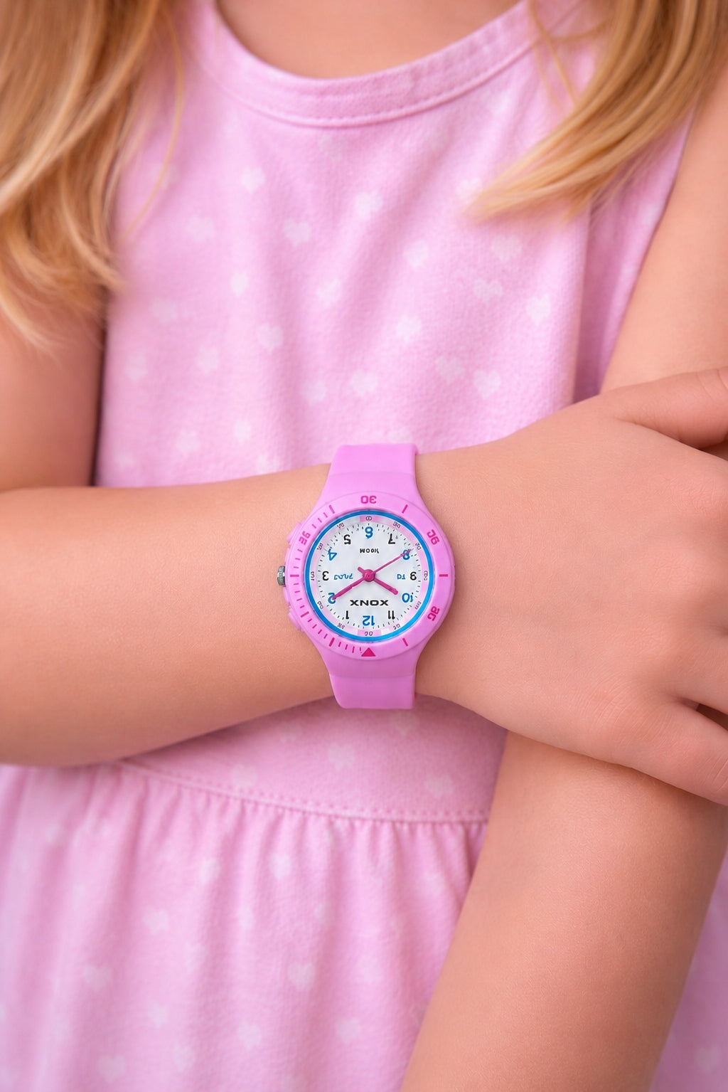 Children's watch XONIX pink 10ATM backlight for child learning hours Brand Xonix