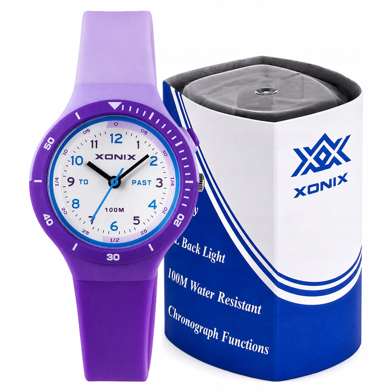 Children's watch XONIX purple analog 10ATM backlight for child