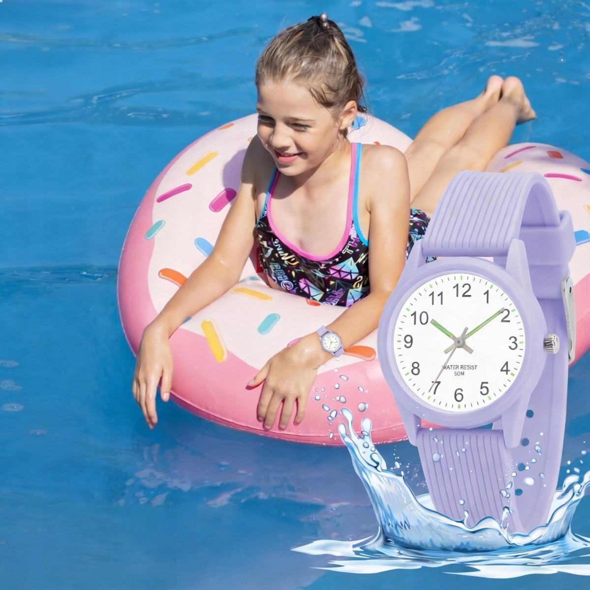 Children's watch quartz readable dial PURPLE Packaging status original