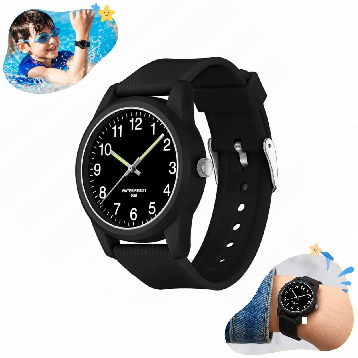 Children's watch set with button battery in complete package