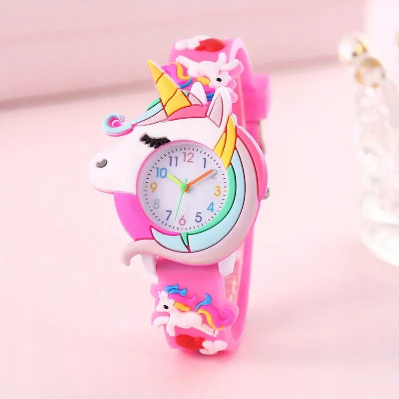 Children's watch with unicorn on the dial gift for children pink