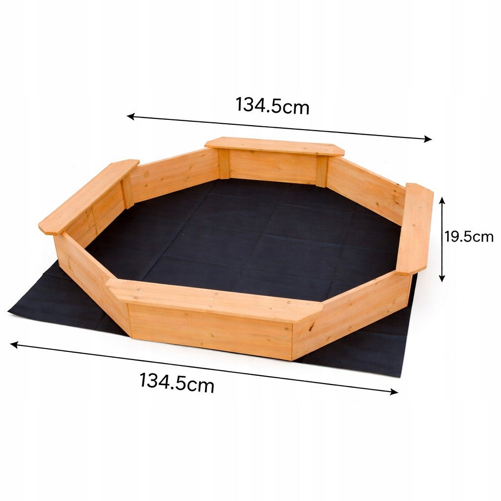 Children's wooden sandbox GINGER HOME with 4 seats 134.5x134.5 cm Product width 134.5 cm