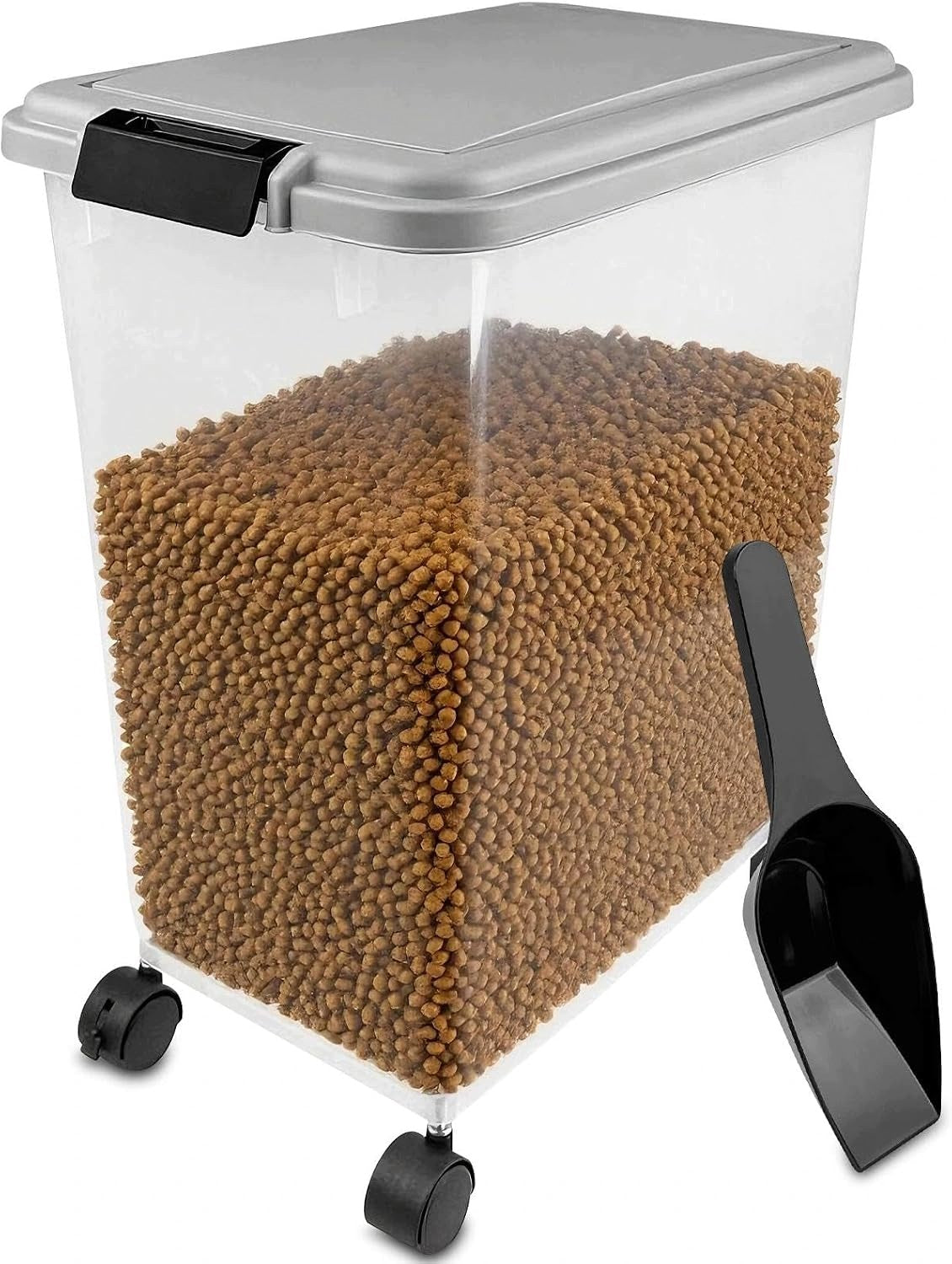 Chiluxendo 40 L Pet Food Container, with Lid, Wheels, Grey