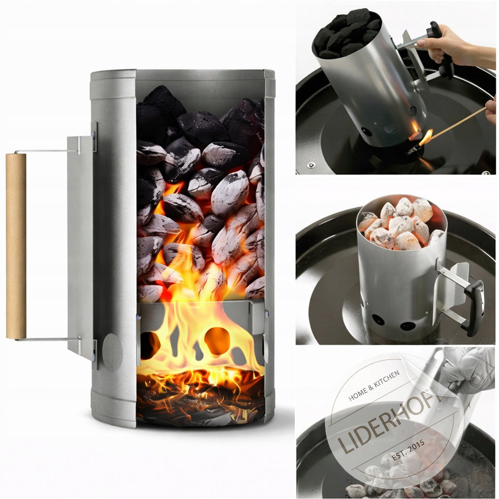 Chimney for Coal Burning Grill Fire Briquet in Fireplace XL 275 x 170 mm Manufacturer code Komin do Grilla LIDERHOFF XL 275 x 170 mm